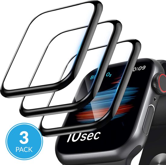 Screen protector geschikt voor Apple Watch Series 7 / 8 - 45mm - Curved Edges - Volledige Scherm Bescherming - 3-Pack
