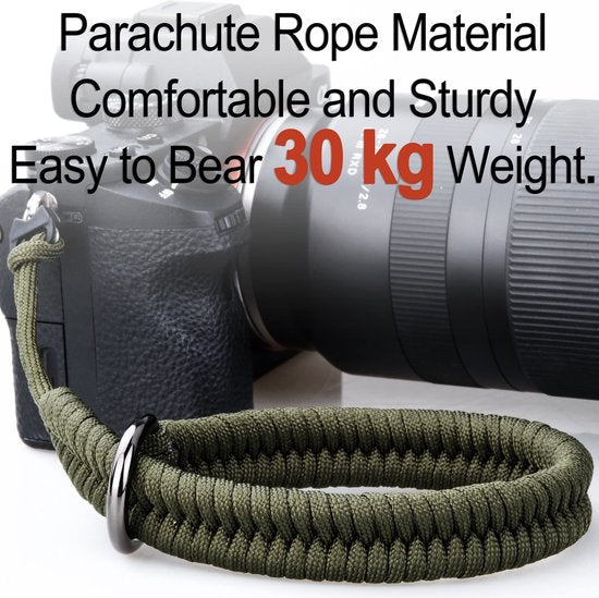 YONO Nylon Camera Polsband Universeel – Wrist Strap – Handvat Grip – Hand Riem geschikt voor Canon / Nikon / Sony - Donkergroen