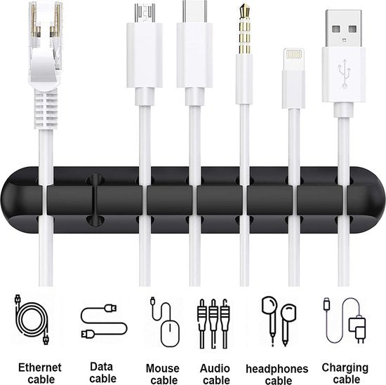 YONO Kabel Organiser Zelfklevend - Set van 3 - Kabelhouder - Kabel Management - Kabelclip Bureau - Tafel - Zwart