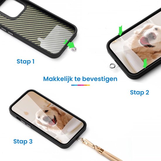 YONO Telefoonkoord Universeel - Telefoonketting Verstelbaar - Gsm Koord - Phone Cord - Nylon - Champagne