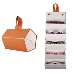 YONO Brillenkoker Hard Case voor Onderweg - Brillendoos Opbergbox tot 5 Brillen - Etui Opbergsysteem - Bruin
