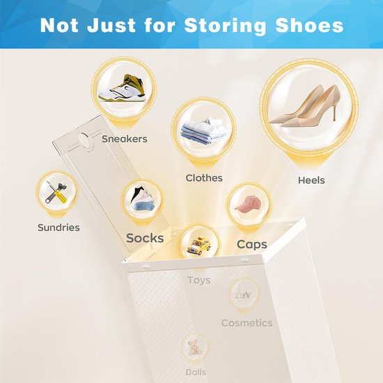 YONO Sneakerbox - Schoenenbox - Schoenen Opbergsysteem - Schoenenrek Organizer - Transparant - Wit - 1 Box