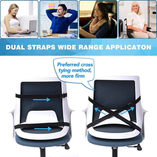 YONO Rugkussen Onderrug Ergonomisch - Autostoel - Bureaustoel - Memory Foam - Orthopedisch Lendekussen - Rugsteun