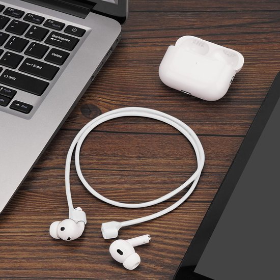 YONO Magnetische Band geschikt voor Apple Airpods - 4 3 2 1 - Pro - Siliconen Koord voor Oordopjes Draadloos - Anti Lost Strap - 80cm - Wit