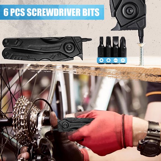 YONO Multitool Zakmes 20in1 - Multifunctioneel Survival Mes en Tang - Gereedschap Outdoor - Jachtmes - RVS - Zwart