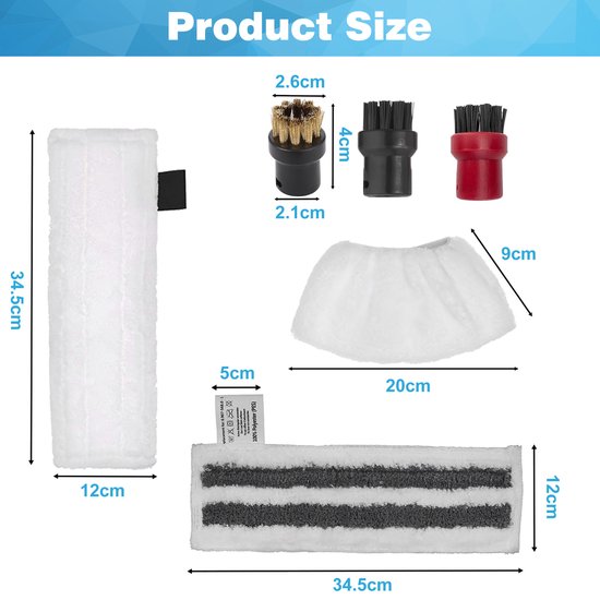 YONO Accessoires Set geschikt voor Kärcher Easyfix SC5 - SC4 - SC3 - SC2 - Stoomreinigeraccessoires met Doeken - 11 Delig
