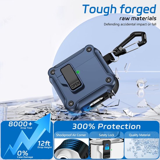 YONO Hoesje geschikt voor Airpods 4 - Case - Lock - Donkerblauw