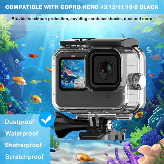 YONO Waterdichte Behuizing geschikt voor GoPro Hero 13 - Dive Case met Buckle - Transparant