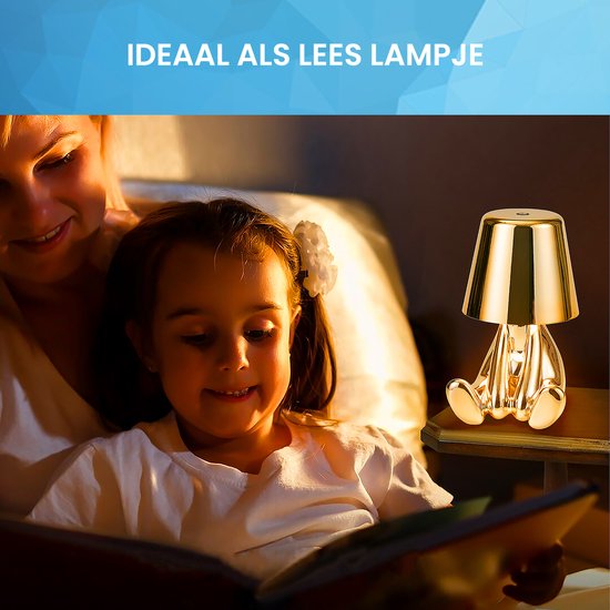 YONO Decoratieve Tafellamp Oplaadbaar - Nachtlampje Slaapkamer - Bureaulamp Woonkamer - Woondecoratie Beelden en Figuren - Wie - Goud