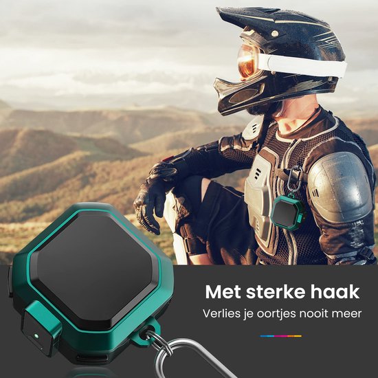 YONO Armor Hard Case geschikt voor Samsung Galaxy Buds 2 Pro (2022) - Galaxy Buds Pro (2021) - Galaxy Buds 2 (2021) - Galaxy Buds Live (2020) - Hoesje met Lock en Clip - Groen