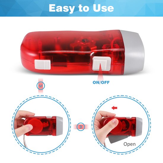 YONO Led Knijpkat Set - met Dynamo Oplaadbaar - Opwindbare Zaklampen - Handmatig Zonder Batterij Opwindbaar - 8 Stuks