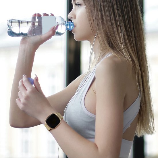 YONO Milanees Bandje geschikt voor Fitbit Versa 4 / Sense 2 – Champagne – Large