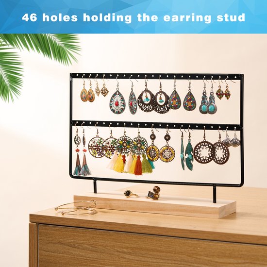 YONO Oorbellenrekje - Sieradenrekje - Oorbellen - Organizer - Sieradenhouder - Opbergen - 40 gaatjes - Zwart