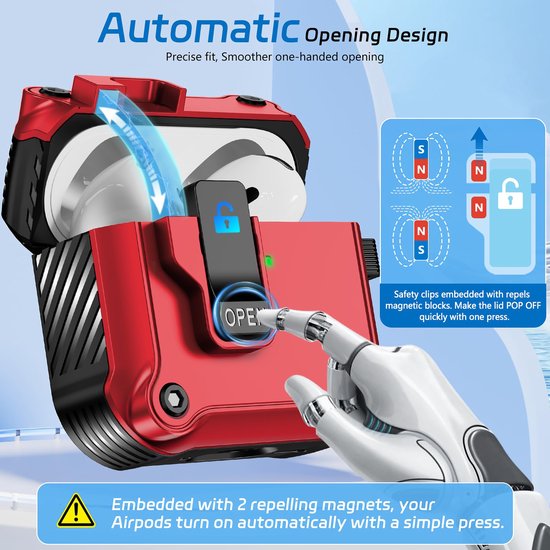 YONO Hoesje geschikt voor Airpods 4 - Case - Lock - Rood