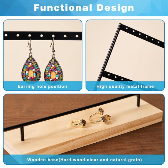YONO Oorbellenrekje - Sieradenrekje - Oorbellen - Organizer - Sieradenhouder - Opbergen - 40 gaatjes - Zwart