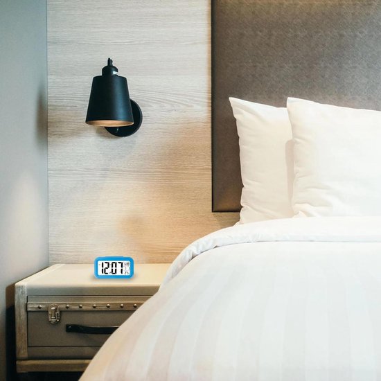 YONO Digitale Wekker - Alarm Klok met Temperatuur, Kalender en LED Verlichting - Blauw