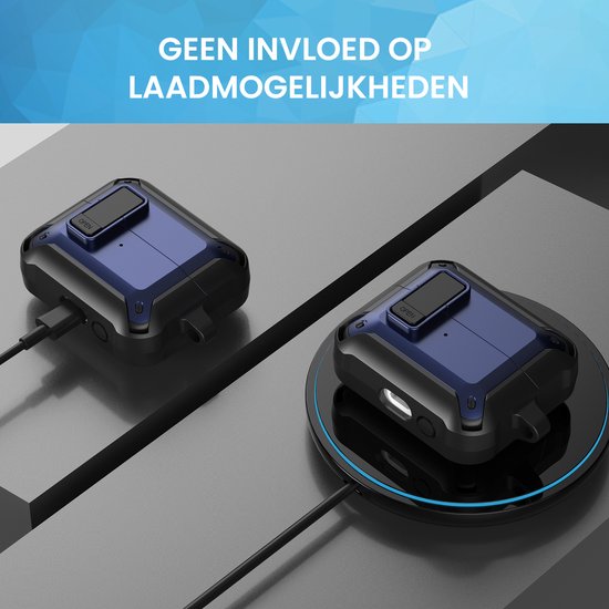 YONO Armor Hard Case geschikt voor Samsung Galaxy Buds 3 - 3 Pro - Hoesje met Lock - Donkerblauw