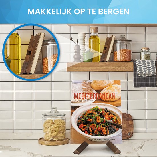 YONO Luxe Boekenstandaard Hout - Boeken Houder - Kookboek Standaard - Compact en Duurzaam