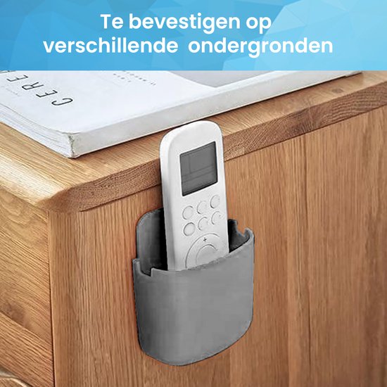 YONO Muur Houder met Plakstrip geschikt voor Afstandsbediening en Telefoon - Grijs