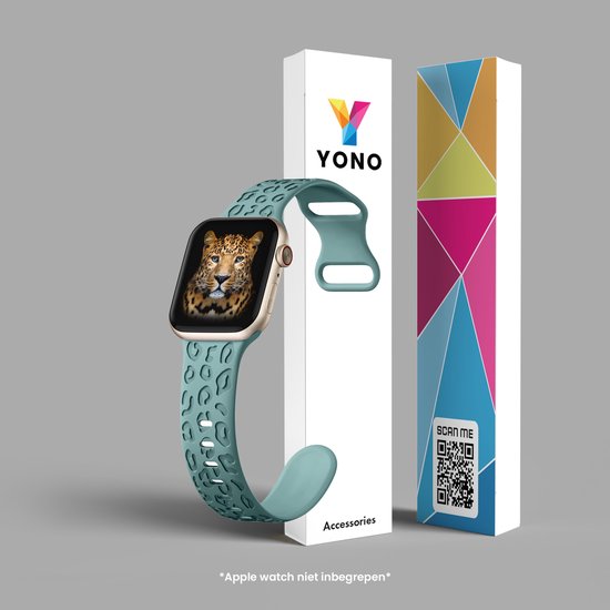 YONO Leopard Bandje geschikt voor Apple Watch - 41/40/38 mm - Siliconen Armband - Leisteen