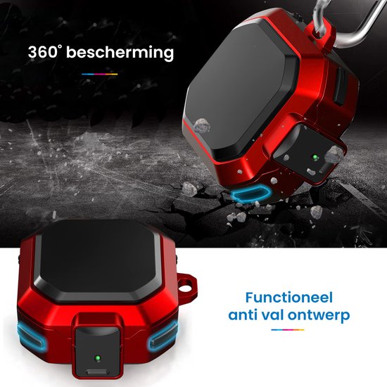 YONO Armor Hard Case geschikt voor Samsung Galaxy Buds 2 Pro (2022) - Galaxy Buds Pro (2021) - Galaxy Buds 2 (2021) - Galaxy Buds Live (2020) - Hoesje met Lock en Clip - Rood