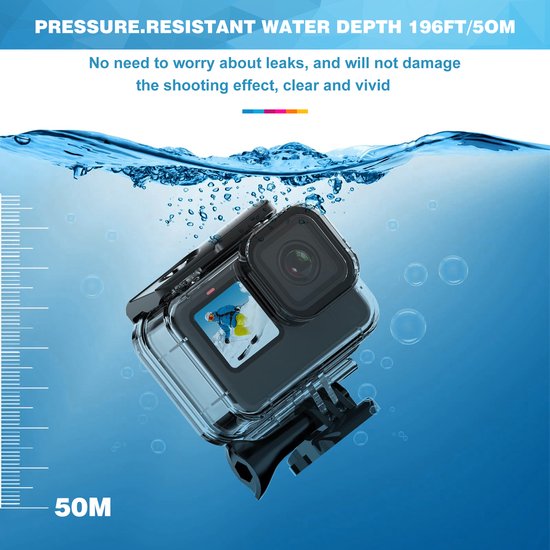 YONO Waterdichte Behuizing geschikt voor GoPro Hero 13 - Dive Case met Buckle - Transparant