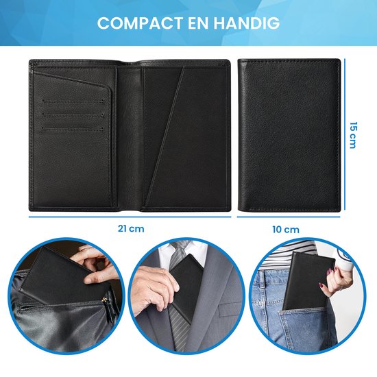 YONO Paspoort Hoesje - Paspoorthouder Leer - Houder - Cover - Mapje - Zwart