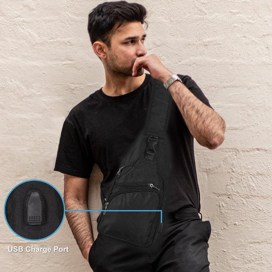 YONO Sling Bag - Crossbody Tas - Heren en Dames - Schoudertas - Borsttas - Zwart