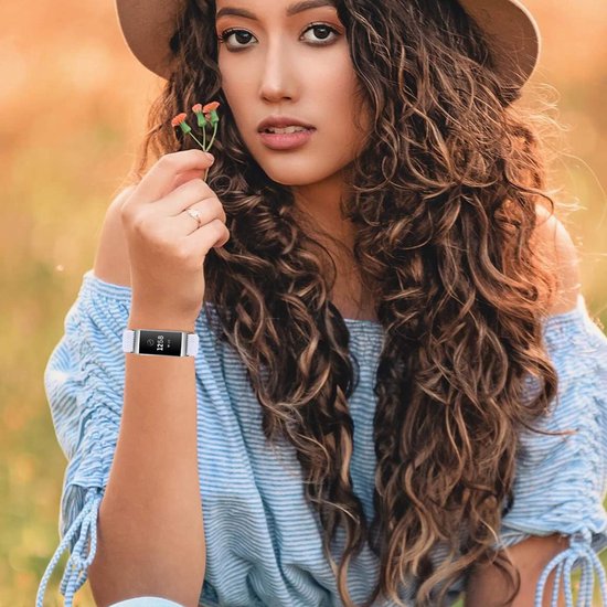 YONO Bandje geschikt voor Fitbit Charge 4/3 - Nylon Stretch – Wit