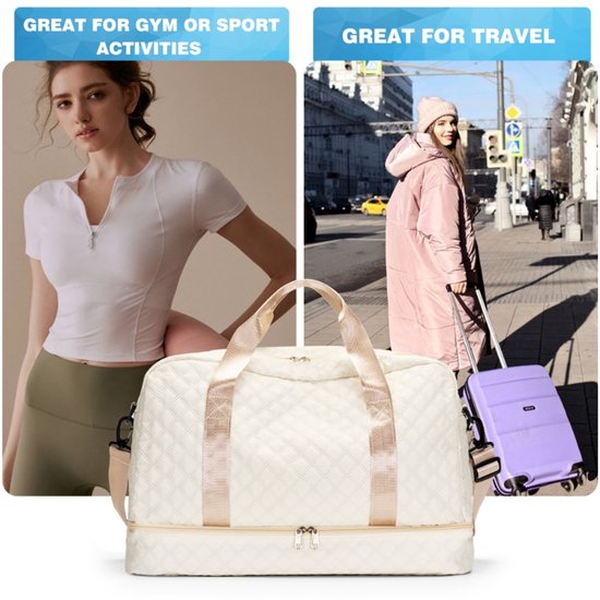 YONO Reistas Handbagage - Weekendtas 50x30x25 - Duffel Bag - Dames - Heren - Beige Champagne