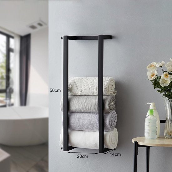 YONO Handdoekrek Badkamer Hangend - Badkamerrek - Handdoekhouder - Handdoekenrek - RVS - Zwart