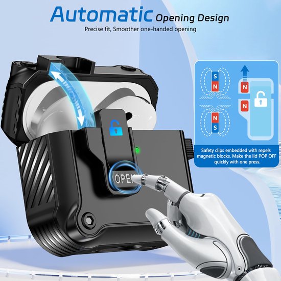 YONO Hoesje geschikt voor Airpods 4 - Case - Lock - Zwart