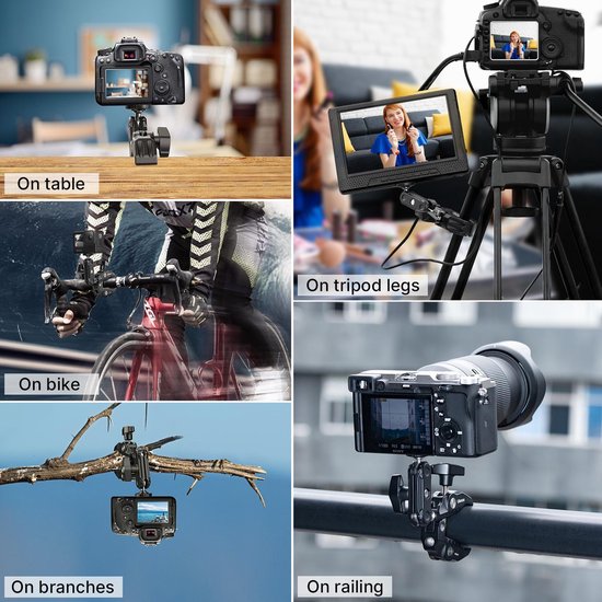 Ulanzi R094 Super Clamp statiefklem - Buisklem met balhoofd en Magic Arm - Tot 6 centimeter dik - 3/8 inch schroefgat