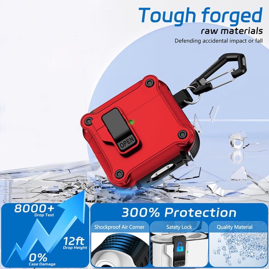 YONO Hoesje geschikt voor Airpods 4 - Case - Lock - Rood