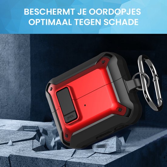 YONO Armor Hard Case geschikt voor Samsung Galaxy Buds 3 - 3 Pro - Hoesje met Lock - Rood
