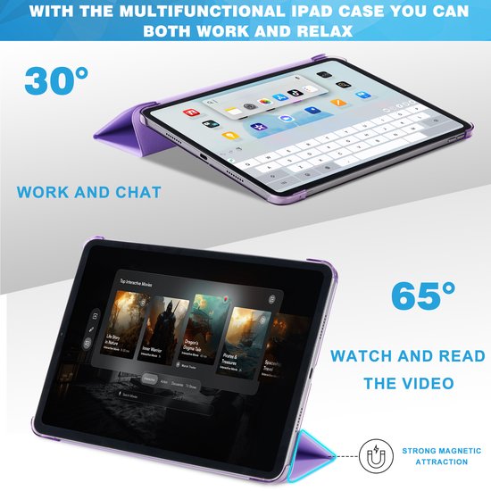 YONO Hoes geschikt voor iPad Air 2024 - 11 Inch - iPad Pro 2022 - 2021 - Case Cover - Tablet Hoesje - Lila