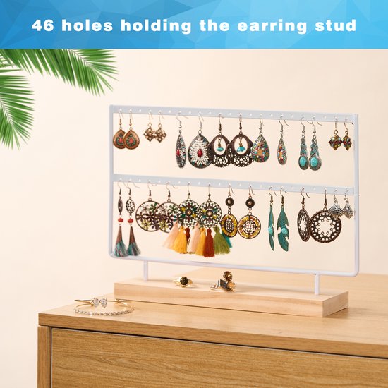 YONO Oorbellenrekje - Sieradenrekje - Oorbellen - Organizer - Sieradenhouder - Opbergen - 40 gaatjes - Wit