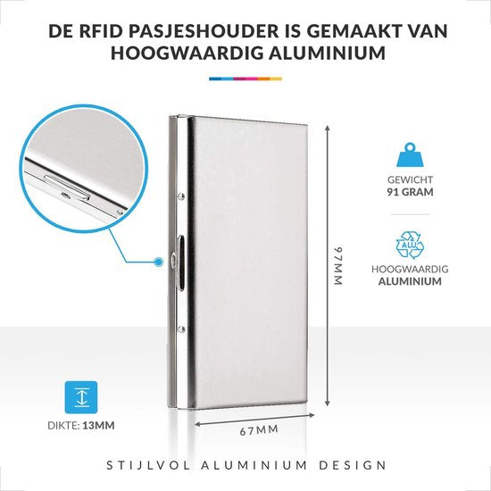 RFID Pasjeshouder – Aluminium Creditcardhouder - Geschikt voor Mannen en Vrouwen – Zilver