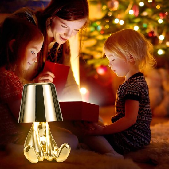 YONO Decoratieve Tafellamp Oplaadbaar - Nachtlampje Slaapkamer - Bureaulamp Woonkamer - Woondecoratie Beelden en Figuren - Wie - Goud