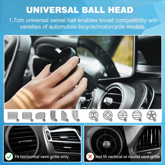 YONO Telefoonhouder Auto Magnetisch - Autohouder - Magnetische Oplader USB-C - geschikt voor Magsafe - Ventilatie Bevestiging - Zwart