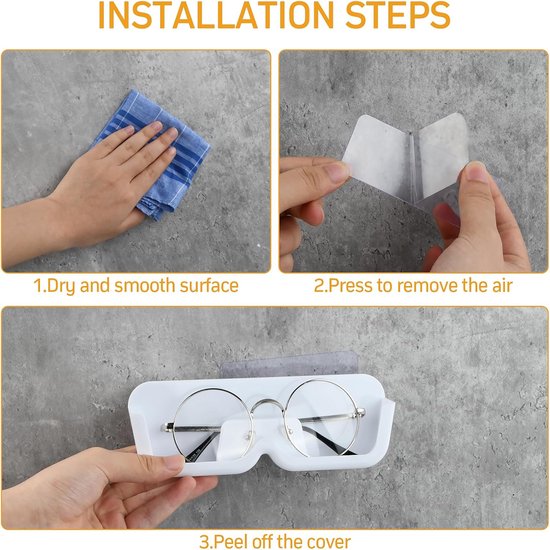 YONO Brilhouder Zelfklevend - Brillenhouder Muur - Brillenstandaard - Brillen Opbergsysteem Organizer - Brillenrek - Wit