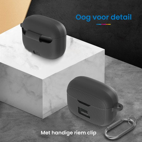 YONO Soft Case geschikt voor JBL Tune 230 NC TWS / T230NC - Hoesje met Clip - Zwart