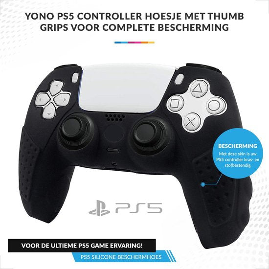 YONO Controller Hoesje geschikt voor PS5 – Skin met Thumb Grip Playstation 5 – Zwart