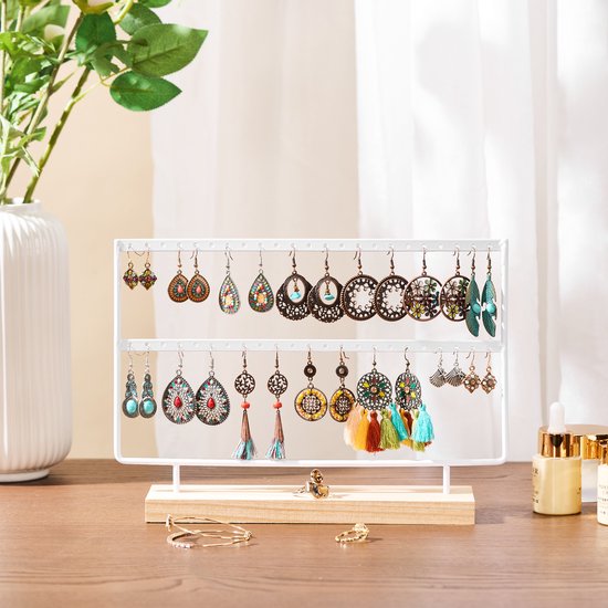 YONO Oorbellenrekje - Sieradenrekje - Oorbellen - Organizer - Sieradenhouder - Opbergen - 40 gaatjes - Wit