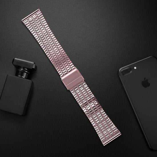 YONO Miami Schakel Bandje 20mm - Metalen Horlogebandje geschikt voor Samsung Galaxy Watch 7/6/5 / Pro / 4 / 3 / Active 2 - Polar Ignite / Unite – Huawei - Roze