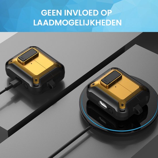 YONO Armor Hard Case geschikt voor Samsung Galaxy Buds 3 - 3 Pro - Hoesje met Lock - Geel