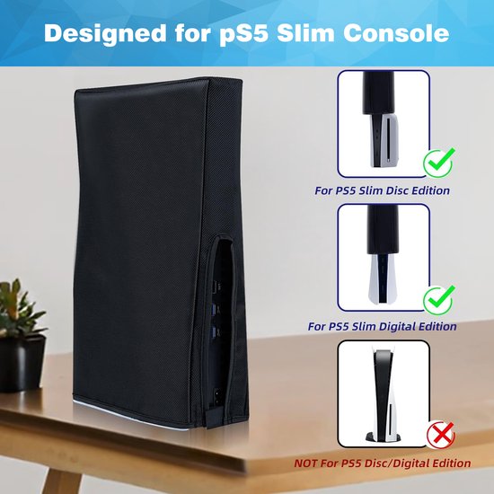 YONO Beschermhoes geschikt voor Playstation 5 SLIM - Stofkap - Hoes - PS5 Accessoires - Zwart