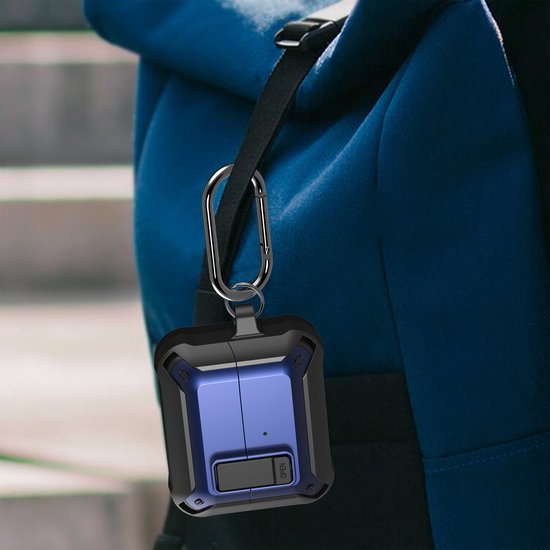 YONO Armor Hard Case geschikt voor Samsung Galaxy Buds 3 - 3 Pro - Hoesje met Lock - Donkerblauw