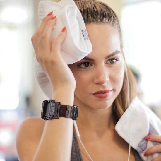 YONO Crystal Rugged Bandje geschikt voor Apple Watch - 42mm - 44mm - 45mm - Zwart