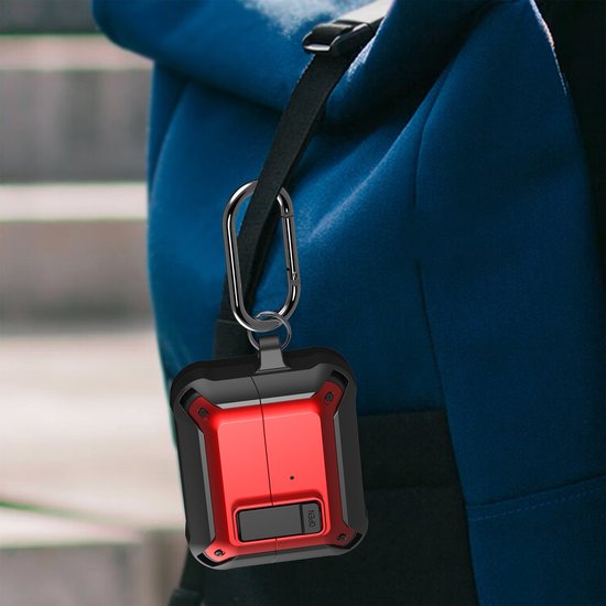 YONO Armor Hard Case geschikt voor Samsung Galaxy Buds 3 - 3 Pro - Hoesje met Lock - Rood